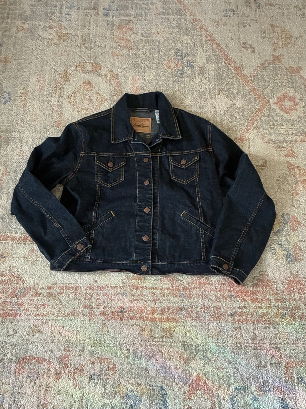 Classic Button-Up Levi Strauss Signature Denim Jacket – Dark Rinse Size 12